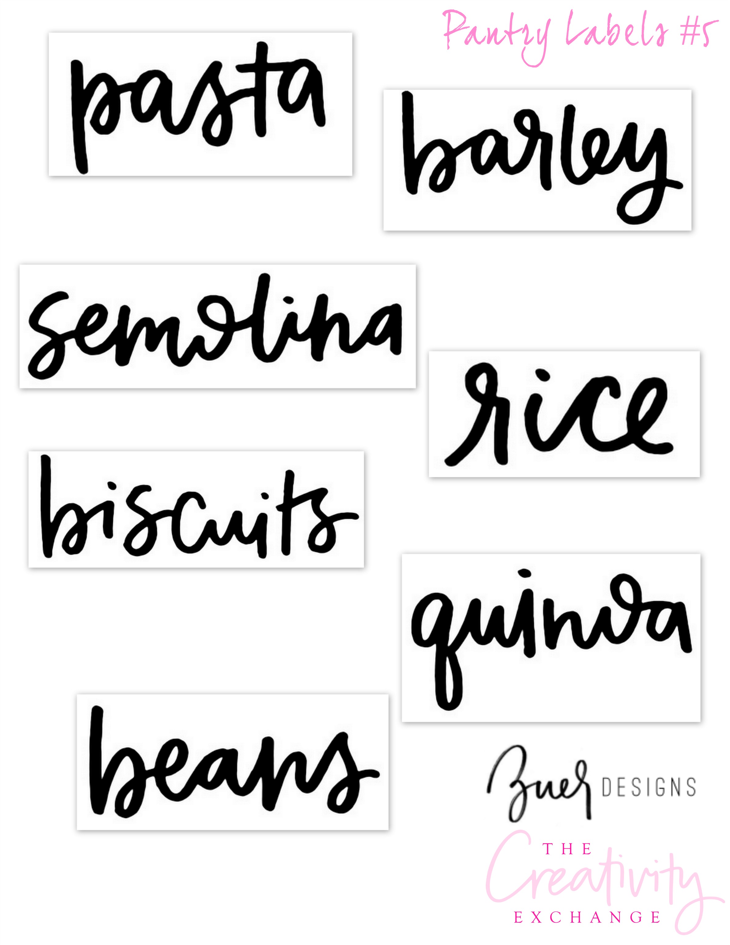 Free Printable Pantry Labels Hand Lettered By Zuer Designs Print On